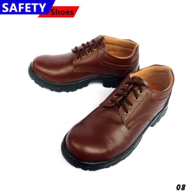 Sepatu Safety Pria Tali Kulit Sapi High Quality 08C