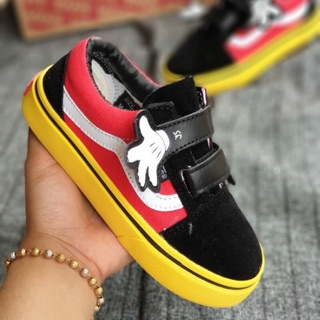 Sepatu Vans Rafathar  Sneakers Junior Kidz Putih Motif Mickey mouse Gemoi Anak TK SD PG CEWEK COWOK PEREMPUAN LAKI LUCU IMUT KECIL Terjangkau