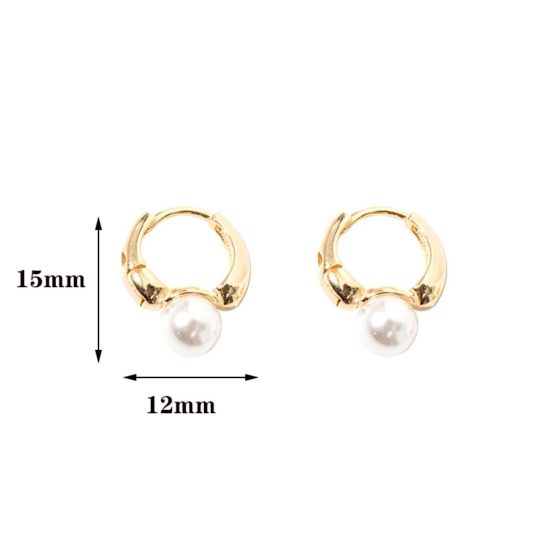 1 Pair  Cute FrenchPearl Studs Small Hoop Earrings for Women