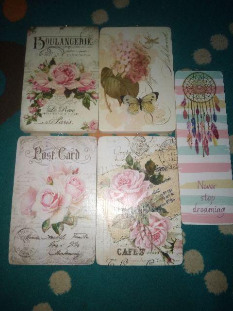 Paket Hemat Walldecor Poster Shabby Ukuran  22x15cm / Vintage Flowers 1 Set Isi 4
