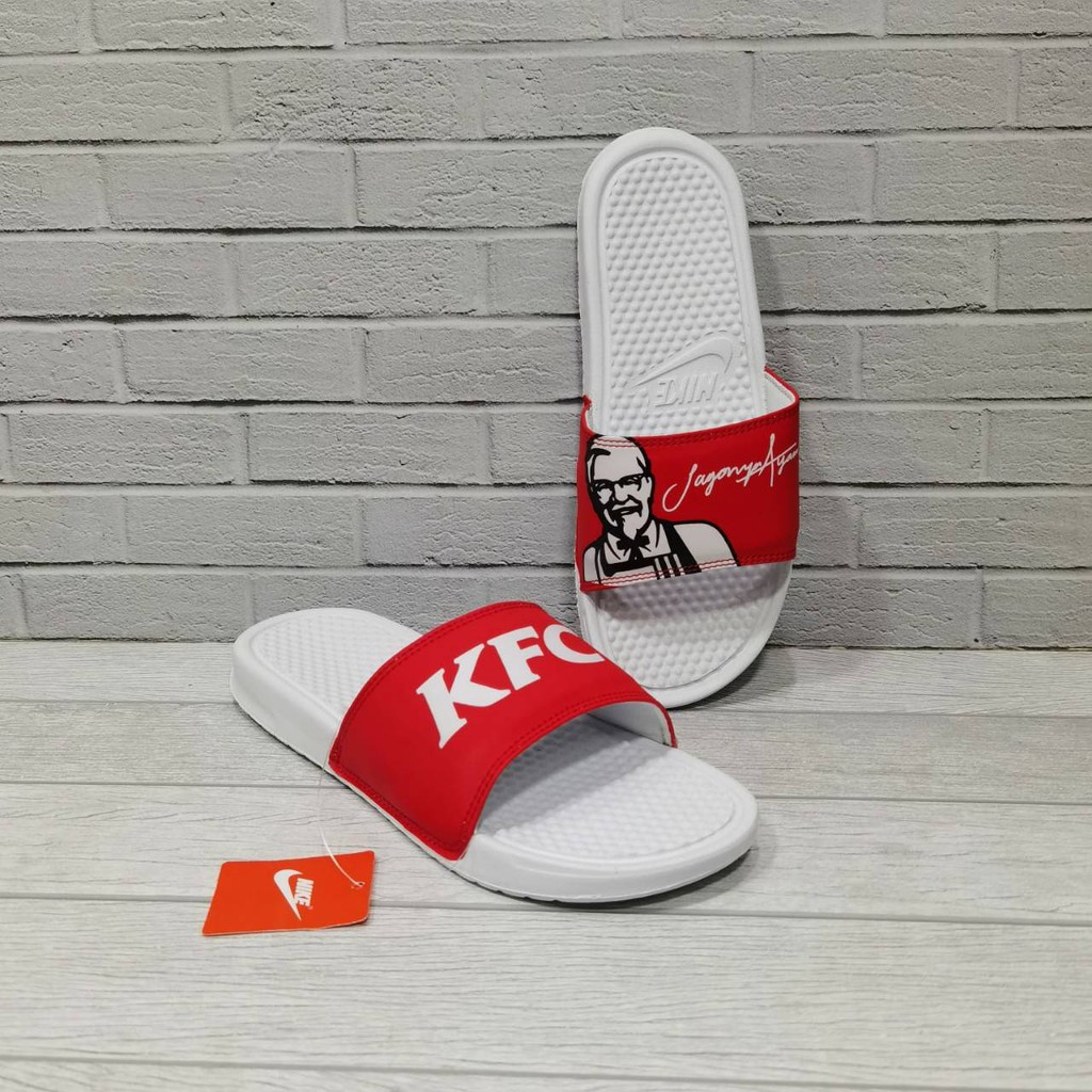 SENDAL SLIDE nike x KFC merah putih