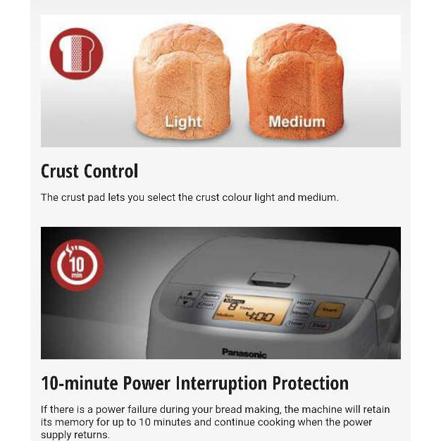 Diskon Panasonic Bread Maker SD-P104WSH / Mesin Pembuat roti / Kue SDP104WSH