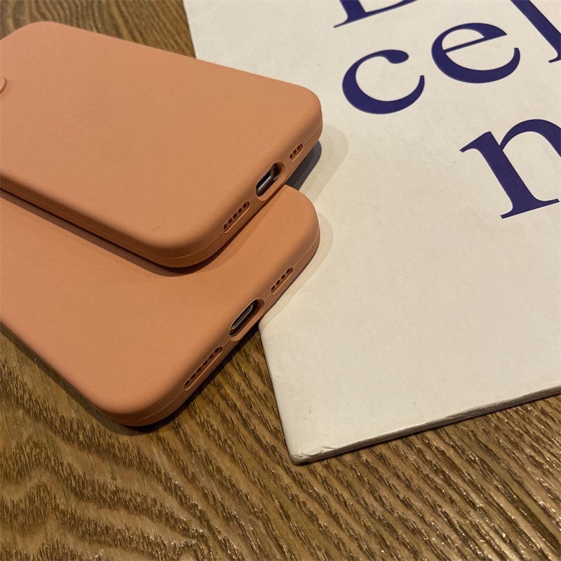 Soft Case Bahan Silikon Cair Warna Begonia Untuk IPhone 11 12 13 14 Pro X XR XS Max 6 6s 7 8 Plus