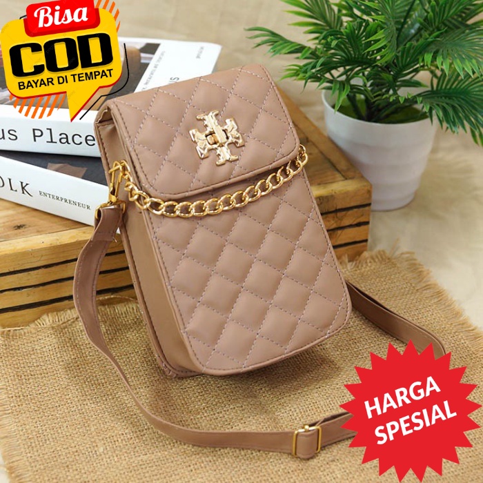 PROMO Tas selempang Hp Wanita Fashion Bordir Rantai Gold Tas selempang wanita Kekinian Tas wanita ootd 001