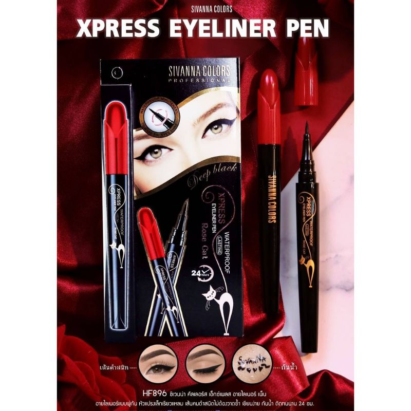 TERMURAH Sivanna Colors Xpress Eyeliner Pen Rose Cat Deep Black Waterproof ORIGINAL NOB