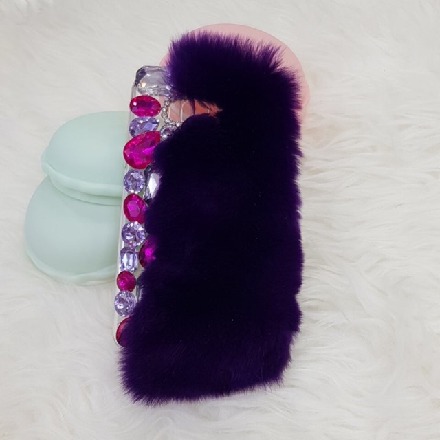 Bling case Bulu Fluffy purple edition Oppo F11 note8 ipsamsung  ( Made by order )