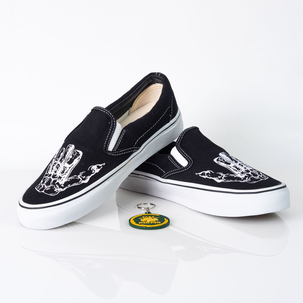 (BISA COD) SEPATU SLIP ON SKELETON PREMIUM SNEAKERS PRIA WANITA