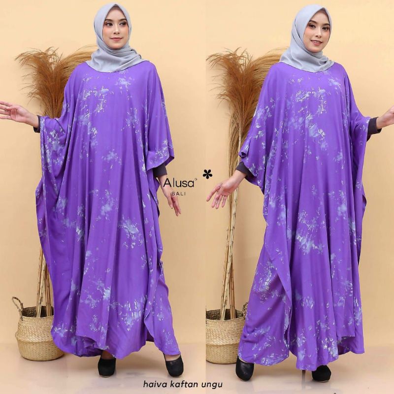 Kaftan Bali Original High Quality / Kaftan Haiva ungu / Baju Muslim Kaftan / Kaftan Rayon adem