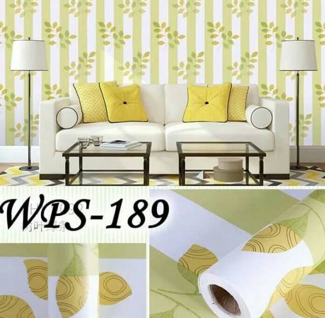 Wallpaper stiker dinding motif daun kuning pudar