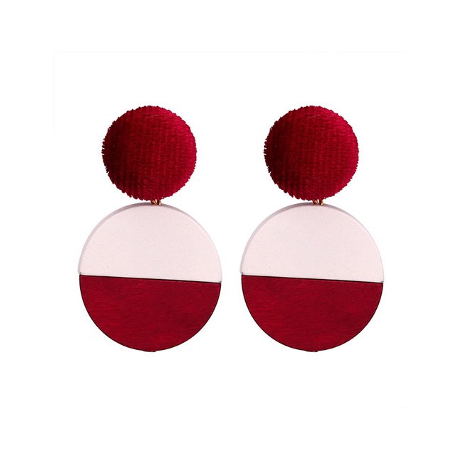 LRC Anting Tusuk Fashion Round Shape Decorated Earrings