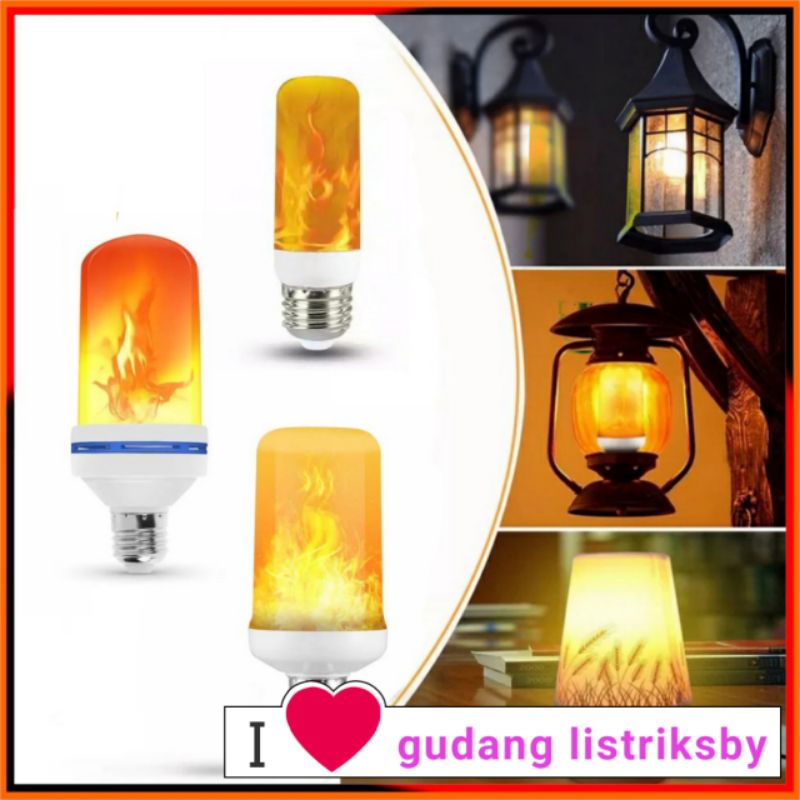 lampu api led e27 besar/bohlam obor led e27-autolux-Flame effect 3in1 BIRU MERAH KUNING