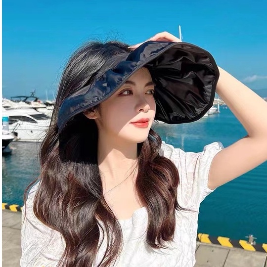 (Hello Girl)MZ09 Topi Visor Pantai Anti UV Wanita Import