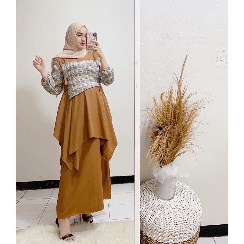 Layer tweed longdress