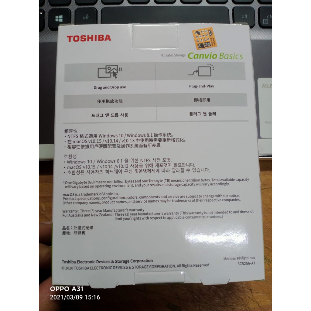 TOSHIBA CANVIO BASIC 1TB USB 3.0 EXTERNAL HDD garansi 3 tahun HARD DISCK EXTERNAL TOSHIBA 100% ORI