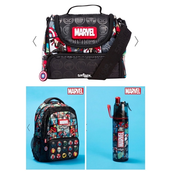 Smiggle x Marvel Set / Backpack / Bottle Stainless Sprintz / Lunch Box Strap