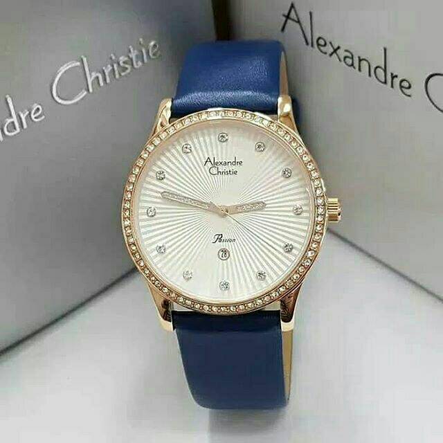 Jam Tangan Alexander Christie AC 2743 Tali Kulit Mesin Baterai Original
