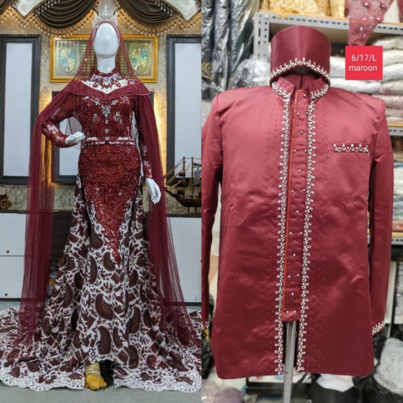 CAUPLE TERLARIS GAUN DRESS JUBAH BEREKOR |BAJU PENGANTIN TERBARU|KEBAYA DRESS COUPLE|GAUN  MUSLIMAH