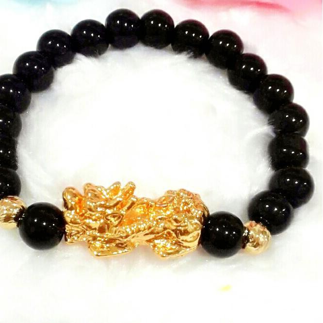 44ð Gelang Naga Emas Batu Etnik Bulat Hitam Vintage Perhiasan XUPING Lapis Emas terbaru ✅