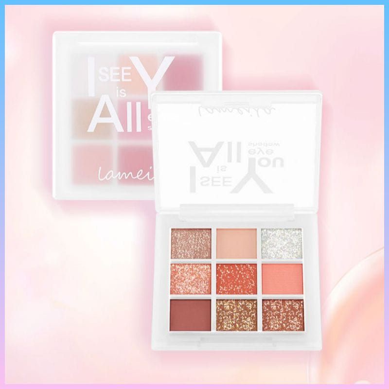 Medan Termurah Eyeshadow palette glittery pearly 9 colors lameila