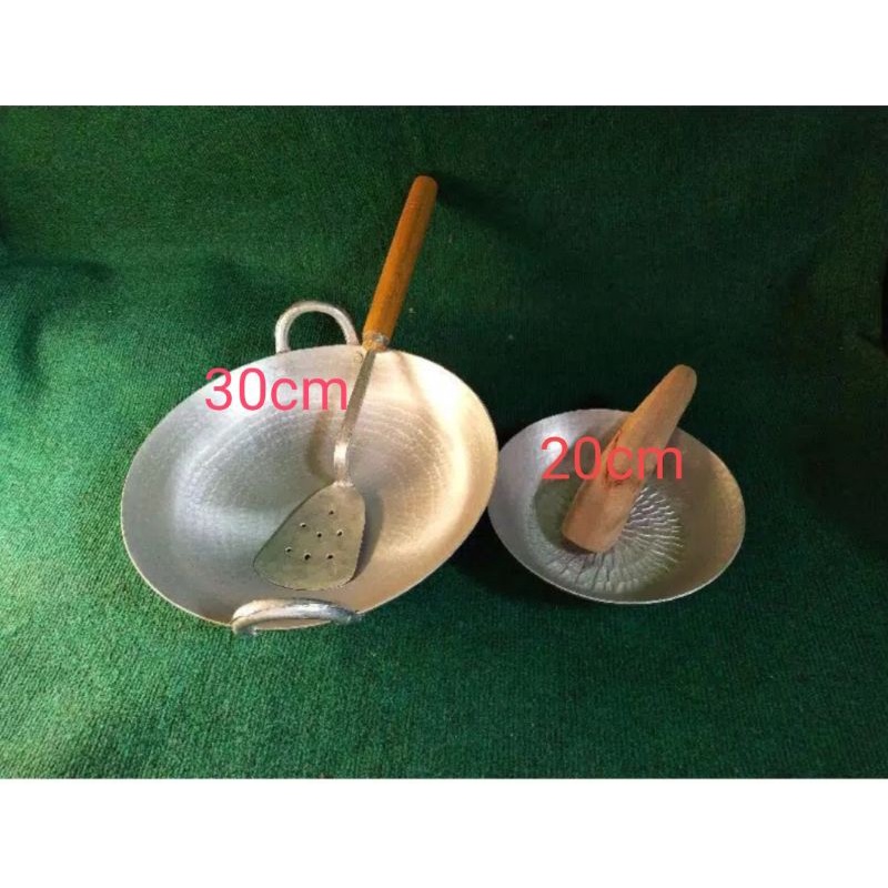 Wajan 30cm satu set cobek 20cm