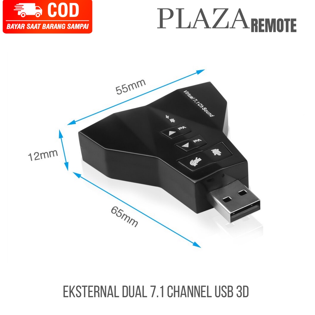Sound Card External 7.1 Channel USB 3D untuk Laptop PC USB 2.0 4PORT