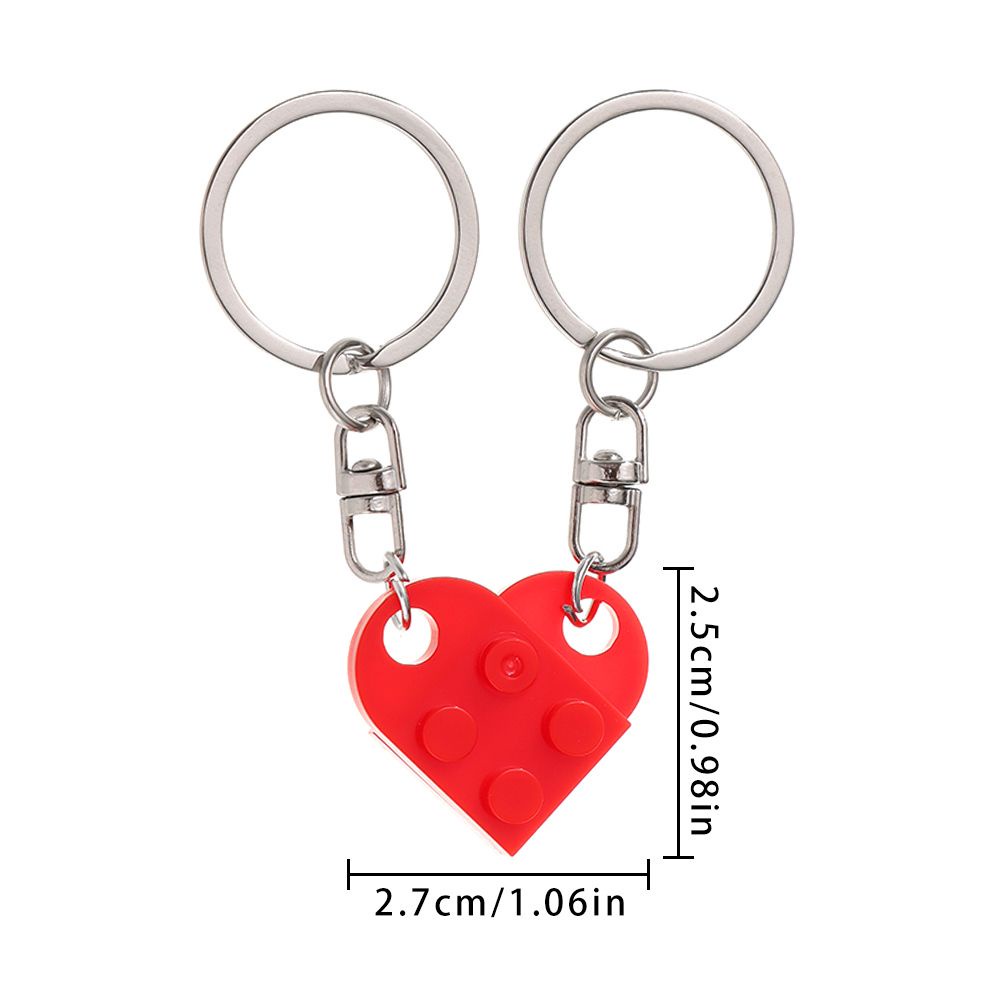 2 Pcs Fashion Pasangan Terpisah Persahabatan Gantungan Kunci Blok Bangunan Gantungan Kunci Key Buckle Heart Pendant