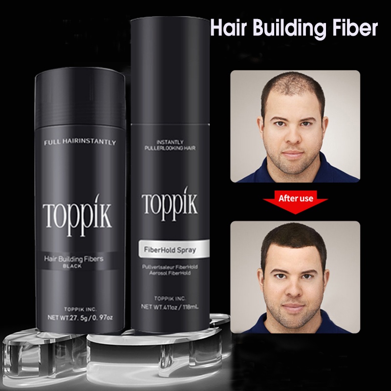 Ori Toppik Set Hair Building Fiber Keratin Toppik Thickening Spray-Hitam