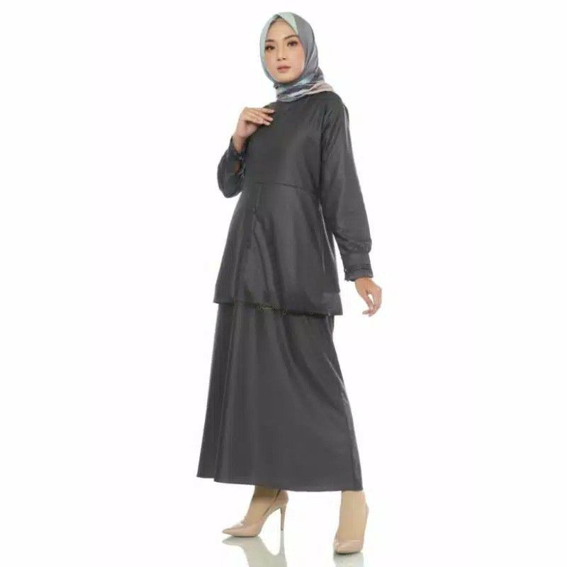 Baju Gamis Wanita Muslim Seragam Kantor Hitam Putih Murah Katun Toyobo Formal Wawancara Tes Kerj-4