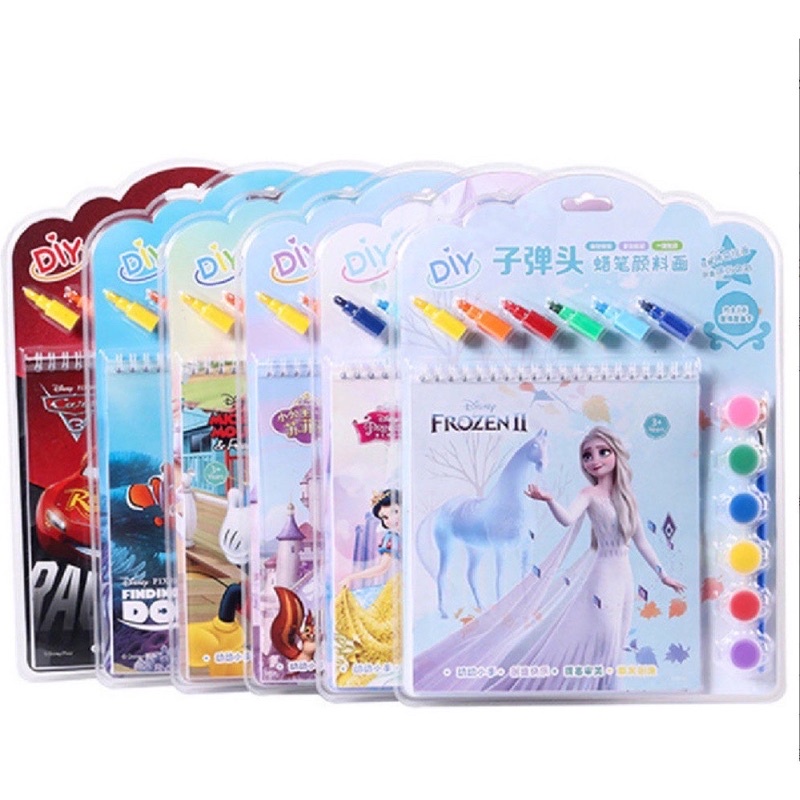 

2in1 Coloring Book Buku Mewarnai dengan Krayon dan Cat Air