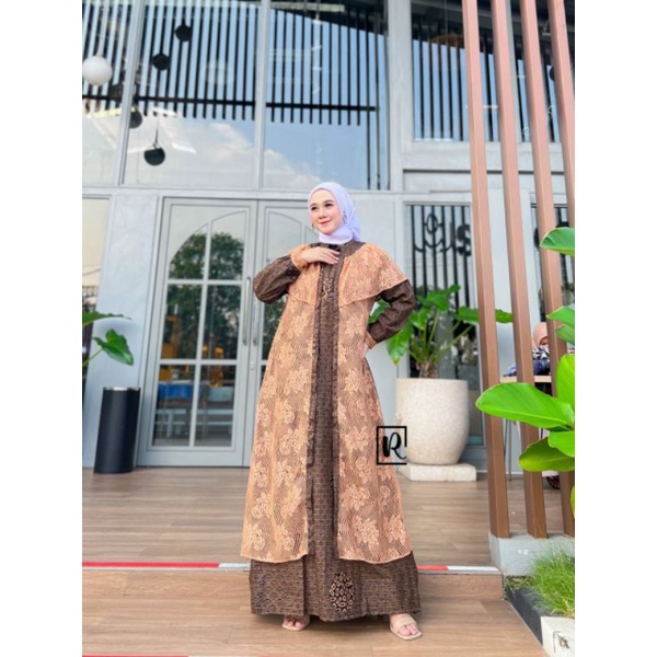Gamis batik modern kombinasi
