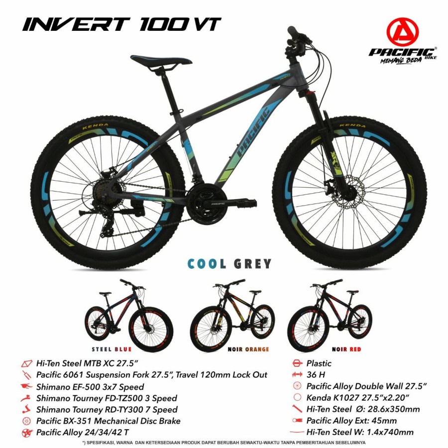 Sepeda Mtb 27.5 Pasific exotic aviator invert 100 Vt