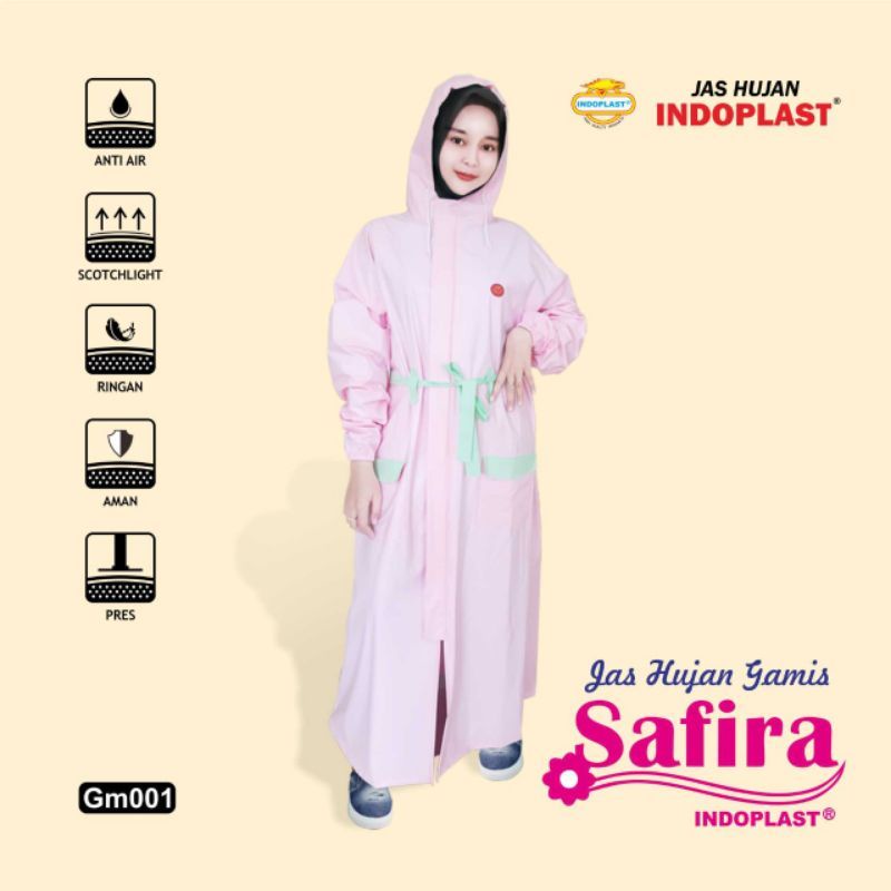 Jas Hujan Gamis Safira Indoplast - Mantel Mantel Hujan Gamis Wanita
