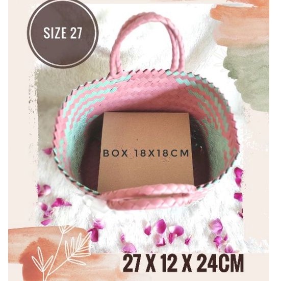 Tas anyaman Lurik Medium /  Hantaran Berkat Kotak Nasi Kondangan Large size 27cm