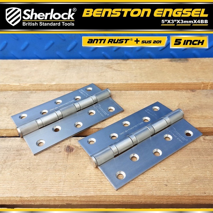 Engsel Stainless Steel 201 Ball Bearing Sherlock Engsel Pintu 5 INCH