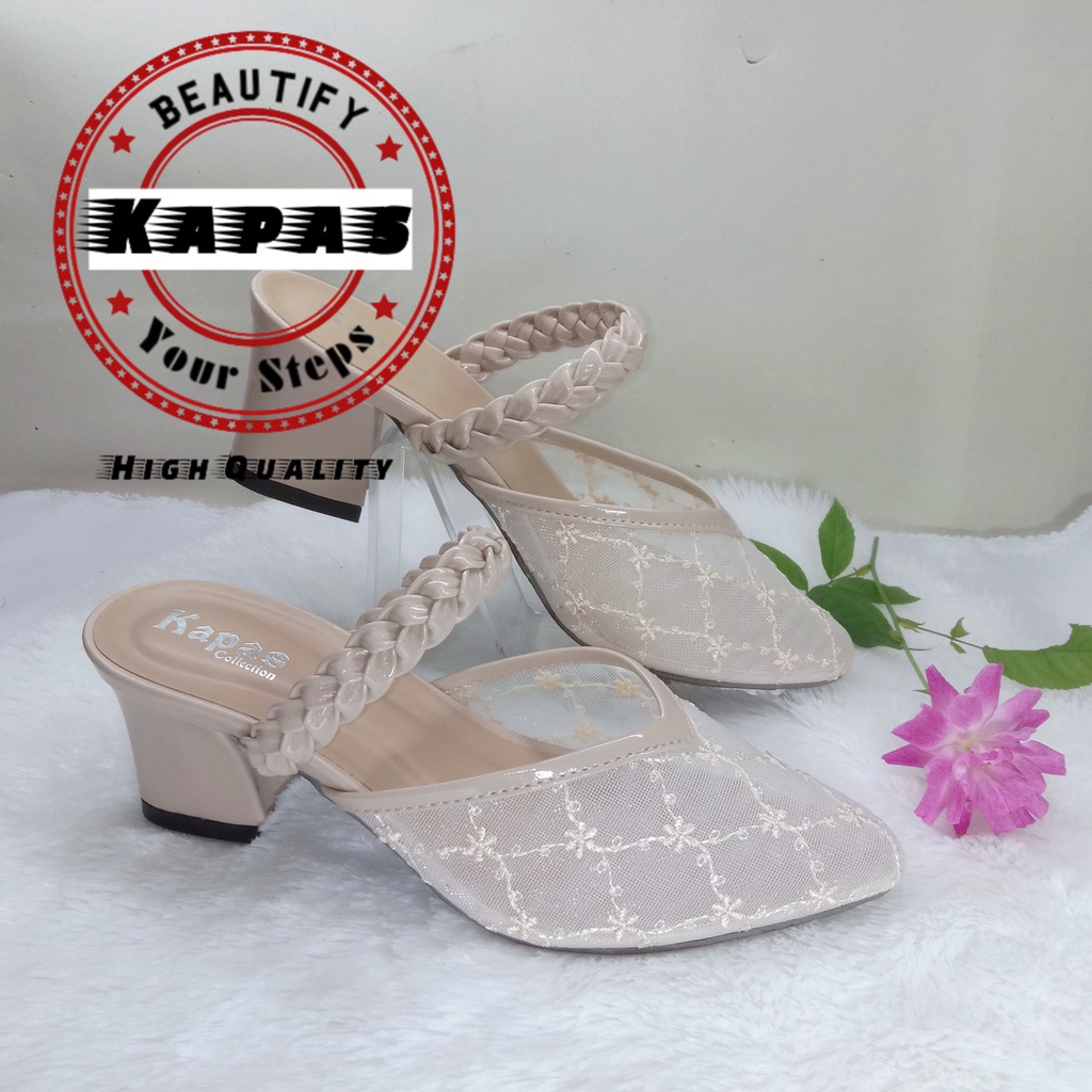 Sendal Heels Brukat Kepang Ks062