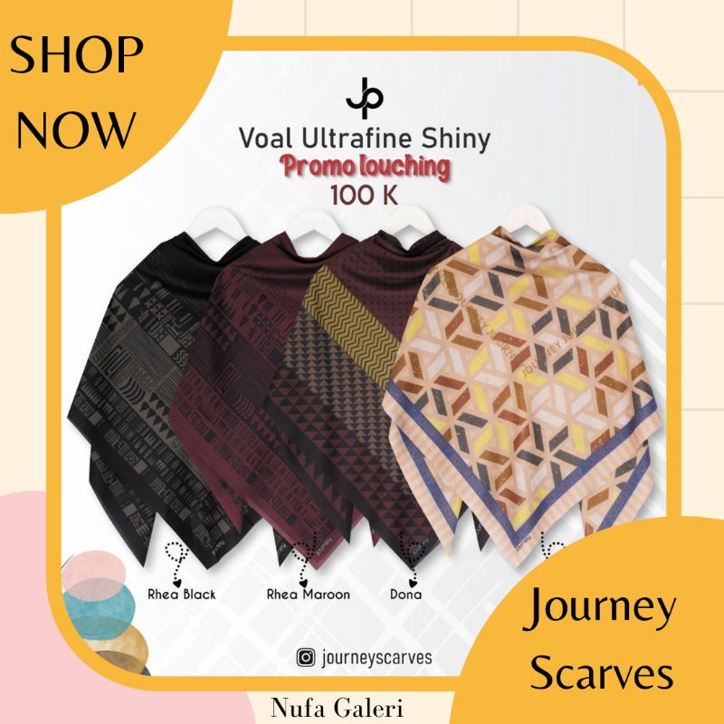 hijab segiempat motif voal terbaru 2022 ori journey scarves | terlaris cod
