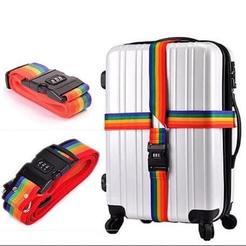 Sabuk Koper Luggage Strap Belt Travel Rainbow Tali Koper Pengaman Kunci Pin Angka SABUK PENGAMAN