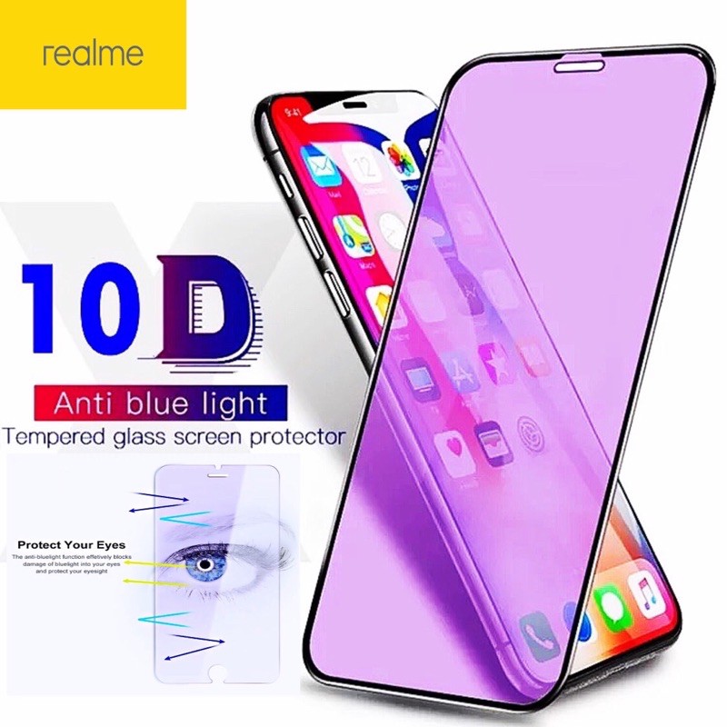 REALME 3/C2/C3/3PRO/5/5I/5S/5PRO/6/6 PRO/7/7I/C11/C12/C15 TEMPERED GLASS ANTI BLUELIGHT ANTI RADIASI 10D FULL COVER