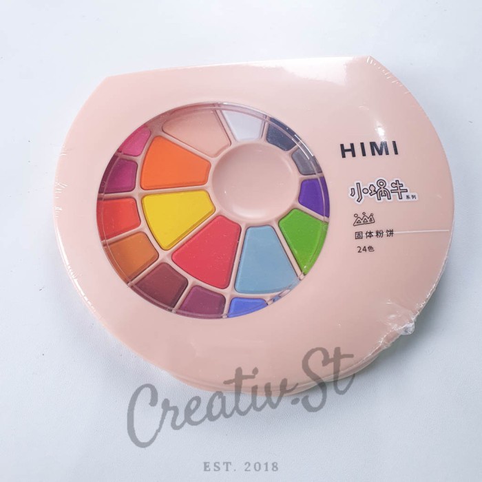 

(TERLARIS) MIYA Himi Watercolor Cake 24 Color + Brush Cat Air Warna - Blue Light Rain