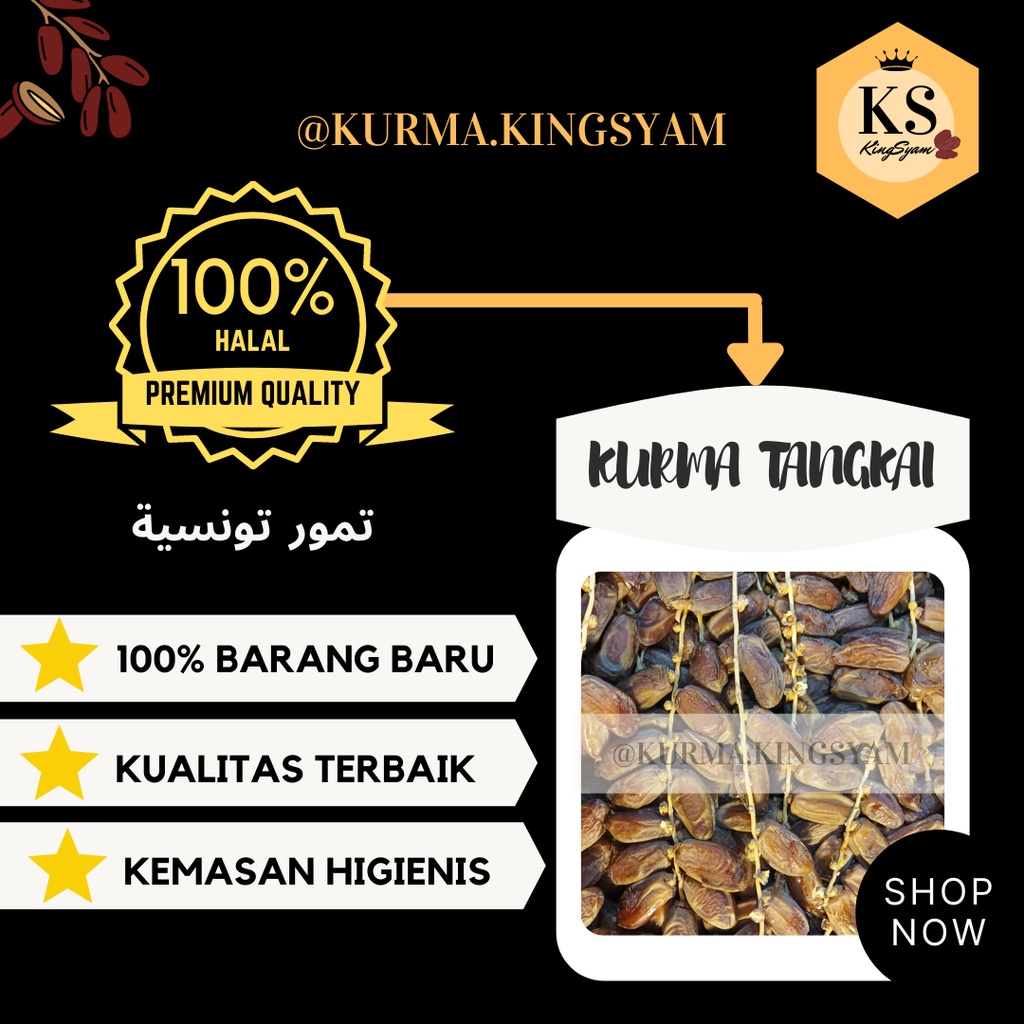 

Kurma Tunis Tangkai SUPER PREMIUM Murah + Box Kemasan 500gr