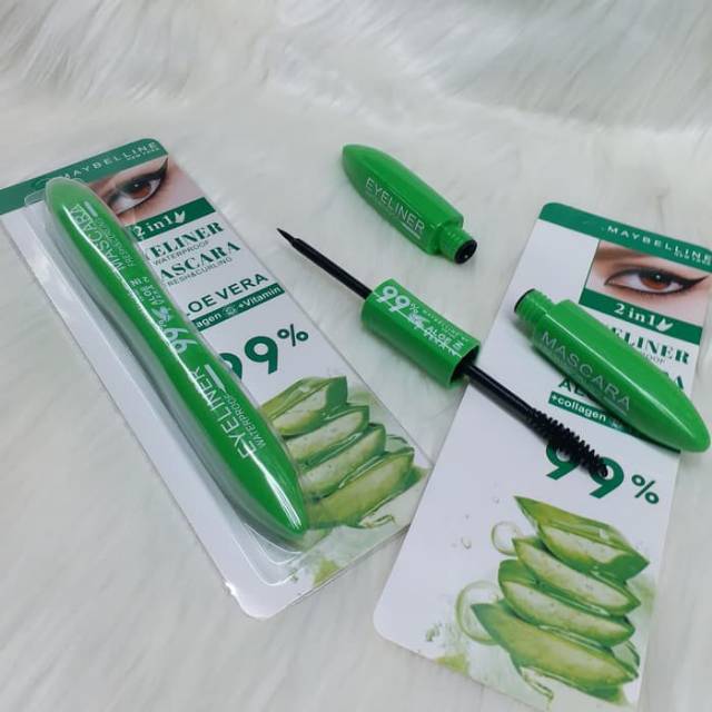 MASKARA 2IN1 / MASKARA EYELINER ALEOVERA  WATERPROF lama