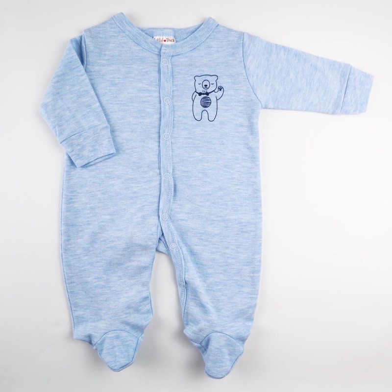 BABY K2 - BABY SLEEPSUIT MOTIF BEAR BIRU MEREK LITTLEDUCK 1 PACK ISI 3 PCS  KODE 00023