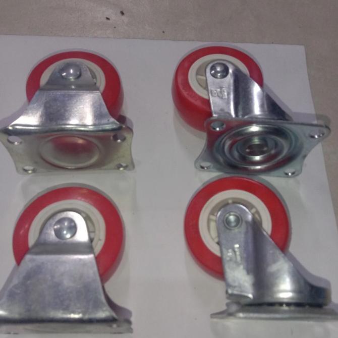 roda pu / roda etalase / roda troli 2 inch putar mati sett 4pcs wtwi74