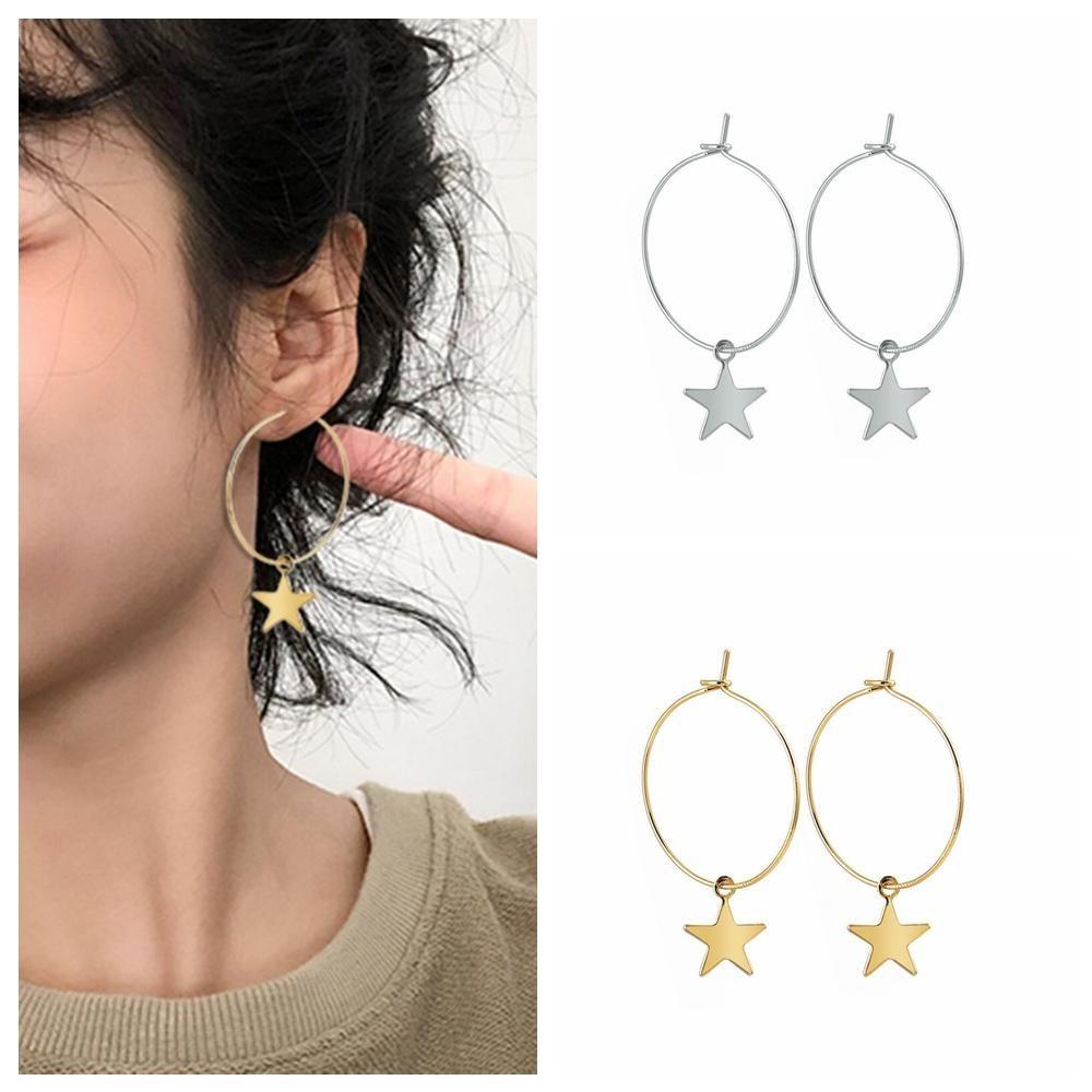 Nanas 1pasang Anting Hoop Bintang Pesta Minimalis Punk Bohemia Gothic Hip Hop Ear Stud