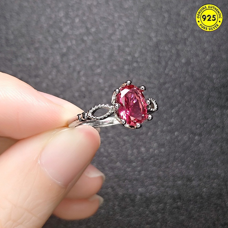 Women's Red Tourmaline Open-Mouth Diamond Ring