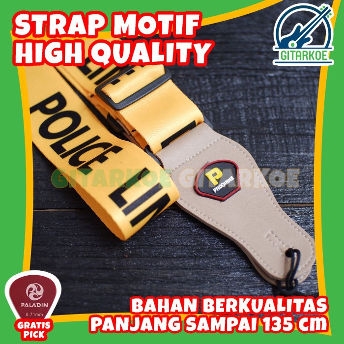 Strap Gitar Police Line / Sabuk Gitar / Tali Gitar Akustik Elektrik