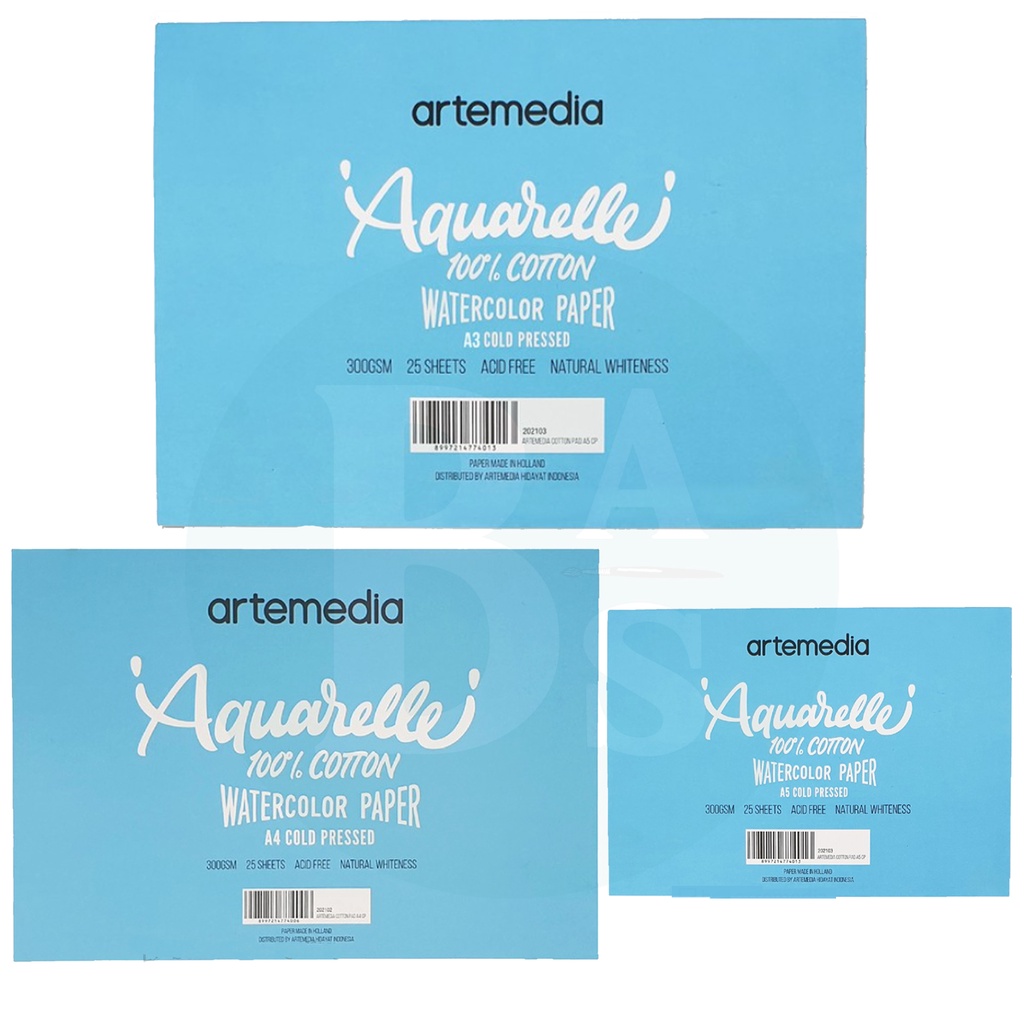 

Cotton Watercolour Paper Pad A5 / A4 / A3 - Artemedia