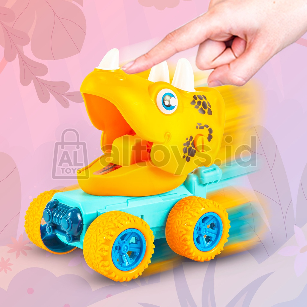 Mainan Mobil Dinosaurus Berjalan Cars Series Press Pull Triceratop / Stegossaurus / Tyrannosaurus YI33