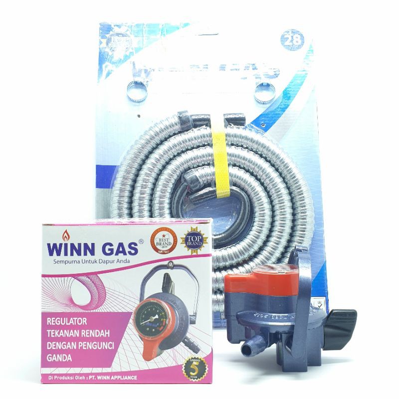 SET Winn Gas W-900M Meter + Selang Gas FLEXY 1,8 Mtr / Selang FLEXY Regulator Kompor Gas Elpiji LPG