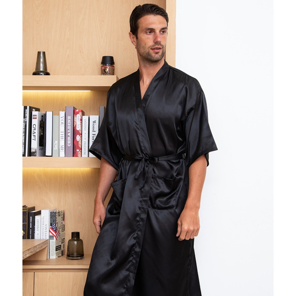 Baju Tidur Kimono Bahan Satin PRIA Korea Fashion Mens Silk Sleepwear